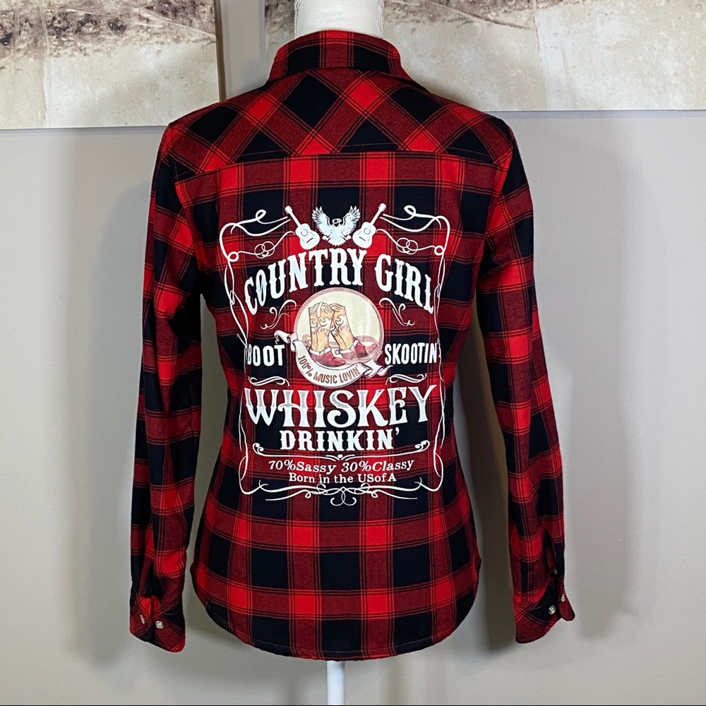 Jiang Vi Xuan Plaid Black & Red Faux Fur Lined Top